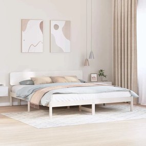 vidaXL Κρεβάτι με Κεφαλάρι Λευκό 180 x 200 εκ από μασίφ ξύλο πεύκου