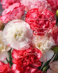 Intra Συλλεκτικό Ξύλινο Παζλ Plywood 4mm - Ζωντανό μπουκέτο από κόκκινα και λευκά γαρίφαλα Σε Ξύλινο Κουτί - Διαστάσεις Puzzle: 10x10 cm – 25 κομμάτια