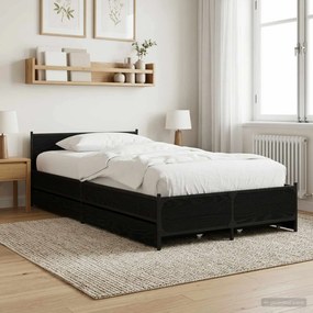 vidaXL Κρεβάτι με Κεφαλάρι Μαύρη Δρυς 80 x 200 cm Επεξεργασμένο Ξύλο