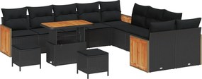 vidaXL Σετ Καναπέ Κήπου με μαξιλάρι 13 pcs Μαύρο