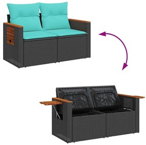 vidaXL Καναπές Κήπου 6 Τεμαχίων Μαύρο από Συνθετικό Ρατάν με Μαξιλάρια