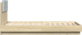 vidaXL Πλαίσιο Κρεβατιού με Κεφαλάρι Sonoma Δρυς 75x190 εκ. Επεξ. Ξύλο