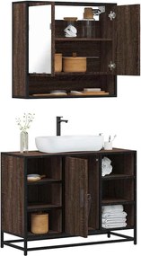 vidaXL Σετ Επίπλων Μπάνιου 2 Τεμαχίων Καφέ Δρυς από Τεχν. Ξύλο