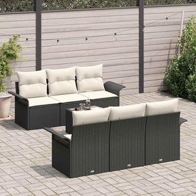 vidaXL Σετ Καναπέ Κήπου με μαξιλάρι 7 pcs Μαύρο, Κρέμα 55 x 55 x 37 εκ