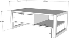 Τραπεζάκι Σαλονιού Atlantic Πεύκο / Μαύρο ECUR 105x55x40