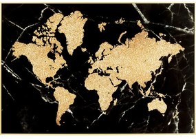 Πίνακας World Map Μαύρος/Χρυσός 150x3,5x100 εκ. - Μπεζ