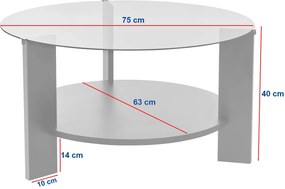 Τραπεζάκι Σαλονιού Τραβερτίνη / Διαφανές CLARA 75x75x40