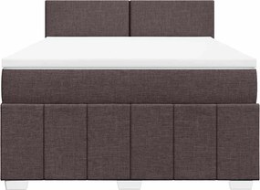vidaXL Κρεβάτι Boxspring με Στρώμα Σκούρο Καφέ 140x190 εκ. Υφασμάτινο