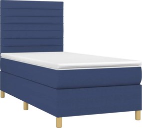 vidaXL Κρεβάτι Boxspring με Στρώμα &amp; LED Μπλε 100x200 εκ. Υφασμάτινο