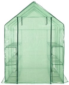 vidaXL Θερμοκήπιο Walk-in με 12 Ράφια 143 x 214 x 196 εκ. Ατσάλινο