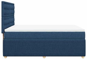 vidaXL Κρεβάτι Boxspring με Στρώμα Μπλε 140x200 εκ. Υφασμάτινο