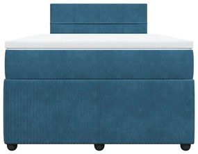 Κρεβάτι Boxspring με Στρώμα Μπλε 120x200 εκ. Βελούδινο - Μπλε