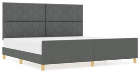 vidaXL Κρεβάτι Σκελετός Σκούρο Γκρι 200x200 εκ. Υφασμάτινο