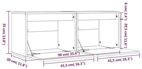 Ντουλάπια Τοίχου 2 τεμ. Γκρι 45x30x35 εκ από Μασίφ Ξύλο Πεύκου - Γκρι