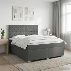 vidaXL Κρεβάτι box spring με στρώμα Σκούρο Γκρι 180 x 200 cm Ύφασμα