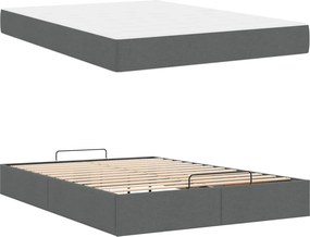 vidaXL Σκελετός κρεβατιού με στρώμα 2 pcs Σκούρο Γκρι ύφασμα