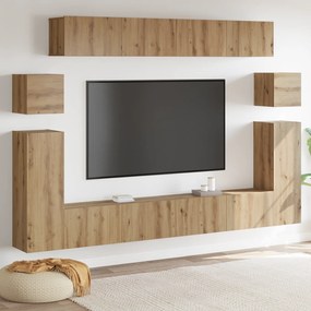 vidaXL Σετ επίπλου τηλεόρασης 8 pcs Χειροποίητη δρυς Μέγεθος: Μεσαίο