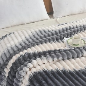 Κουβέρτα Fleece-Δίχρωμο Ριγέ Γκρι σκούρο flc15 - 2.20x2.40