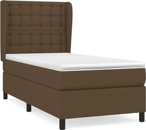 vidaXL Κρεβάτι Boxspring με Στρώμα Σκούρο Καφέ 90x190 εκ. Υφασμάτινο