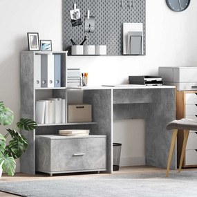 vidaXL Γραφείο Σκυρόδεμα Γκρι Επεξεργασμένο Ξύλο