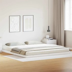 vidaXL Κρεβάτι δαπέδου Λευκό 200 x 220 cm Στερεά ξυλεία πεύκου