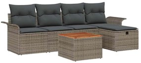 vidaXL Σετ Καναπέ Κήπου με μαξιλάρι 6 pcs Γκρι Πολυ ράταν