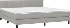 vidaXL Κρεβάτι Boxspring με Στρώμα Ανοιχτό Γκρι 200x200 εκ. Υφασμάτινο