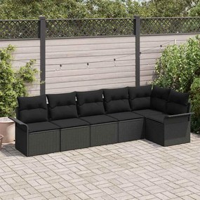 vidaXL Σετ Καναπέ Κήπου με μαξιλάρι 6 pcs Μαύρο Πολυ ράταν