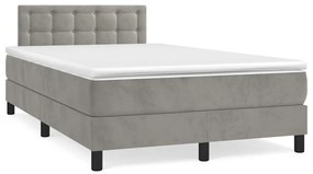 vidaXL Κρεβάτι Boxspring με Στρώμα & LED Αν.Γκρι 120x190εκ. Βελούδινο