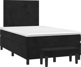 vidaXL Κρεβάτι Boxspring με Στρώμα Μαύρο 120x190 εκ. Βελούδινο