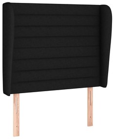 Κρεβάτι Boxspring με Στρώμα Μαύρο 90x200 εκ. Υφασμάτινο - Μαύρο