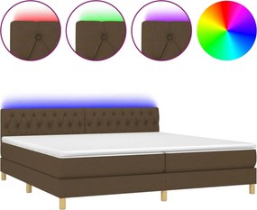 vidaXL Κρεβάτι Boxspring με Στρώμα &amp; LED Σκ.Καφέ 200x200 εκ Υφασμάτινο