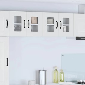 vidaXL Κρεμαστό ντουλάπι κουζίνας με ράφι 2 pcs Υψηλής γυαλάδας λευκό