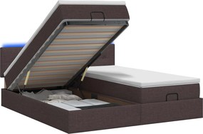 vidaXL Κρεβάτι Ottoman με Στρώμα και LED Σκούρο Καφέ 200 x 200 cm