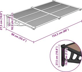 vidaXL Στέγαστρο Πόρτας Μαύρο 152,5x90 εκ. από Πολυκαρβονικό