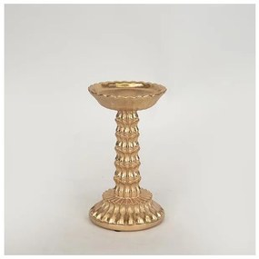 Κηροπήγιο Πολυρεσίν Νούφαρο Χρυσό 10.5x10.7x18cm 752-26034 Estheti-752-26034-Χρυσό 752-26034
