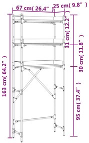 Ραφιέρα Πλυντηρίου Μαύρη 67 x 25 x 163 εκ. από Επεξεργ. Ξύλο