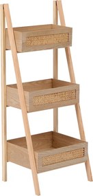 Ραφιέρα επιδαπέδια 3όροφη Scandy pakoworld mdf-rattan σε φυσική απόχρωση 44x37x110εκ