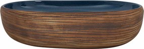 vidaXL Νιπτήρας Οβάλ Καφέ και Μπλε 59 x 40 x 14 εκ. Κεραμικός