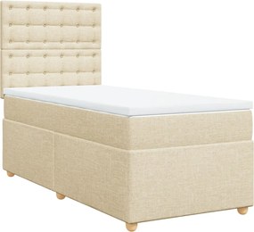 vidaXL Κρεβάτι Boxspring με Στρώμα Κρεμ 80 x 200 εκ. Υφασμάτινο