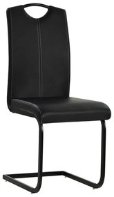 vidaXL Καρέκλες Τραπεζαρίας «Πρόβολος» 4 τεμ. Μαύρες Συνθετικό Δέρμα