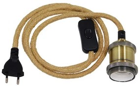 Κρεμαστό Φωτιστικό Whip με Υφασμάτινο Καλώδιο Μαύρο-Μπεζ 91044 Globostar-91044-Μπεζ 91044