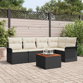 vidaXL Σετ Καναπέ Κήπου με μαξιλάρι 6 pcs Μαύρο, Κρέμα 55 x 55 x 37 εκ