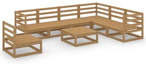 vidaXL Σαλόνι Κήπου Σετ 8 Τεμαχίων Καφέ Μελί από Μασίφ Ξύλο Πεύκου