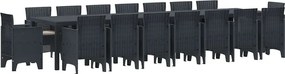 vidaXL Σετ Τραπεζαρίας Κήπου με Μαξιλάρια 17 pcs Ανθρακί PP