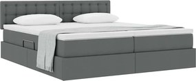 vidaXL Κρεβάτι Αποθήκης Σκούρο Γκρι 200 x 200 cm Τεχνητό Δέρμα