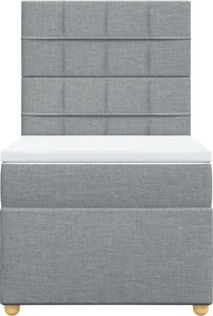 vidaXL Κρεβάτι Boxspring με Στρώμα Ανοιχτό Γκρι 90x190 εκ. Υφασμάτινο