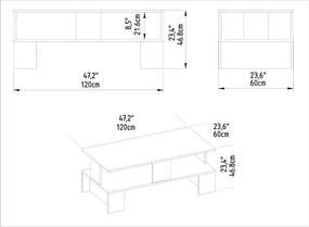 Τραπέζι σαλονιού Olly pakoworld λευκό 120x60x47εκ