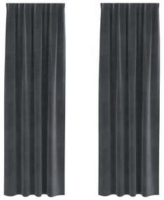 vidaXL Curtains Blackout  με ταινία 2 τεμάχια Ανοιχτό Γκρι Βελούδο