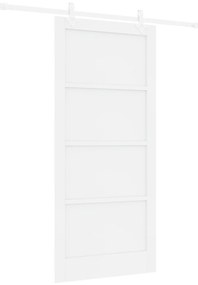 vidaXL Συρόμενη Πόρτα με Σετ Λαβών Λευκή 93x202 εκ. Από Συμπαγές Ξύλο Πεύκου